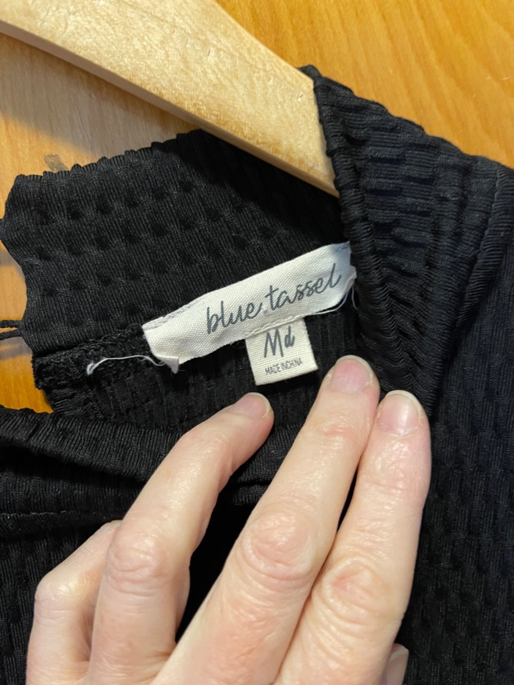 Anthropologie Black Long-Sleeve Cropped Top with Feathered Hem - Picture 2 of 8